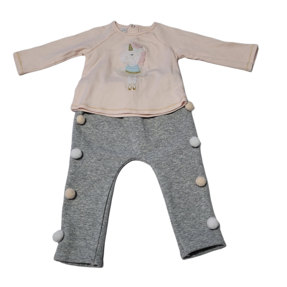 Mud Pie  Baby Girl   9-12 mo. 2-piece set   Pink & Gray